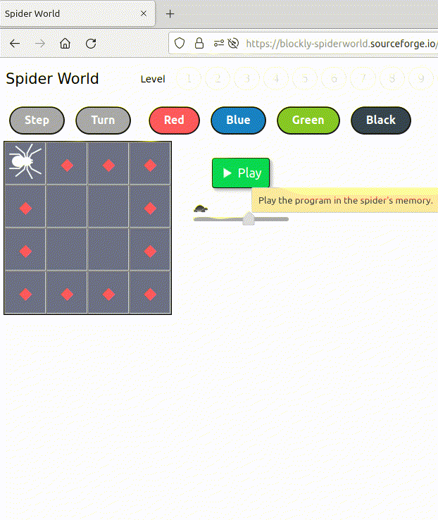 Animation of browser page of spider world